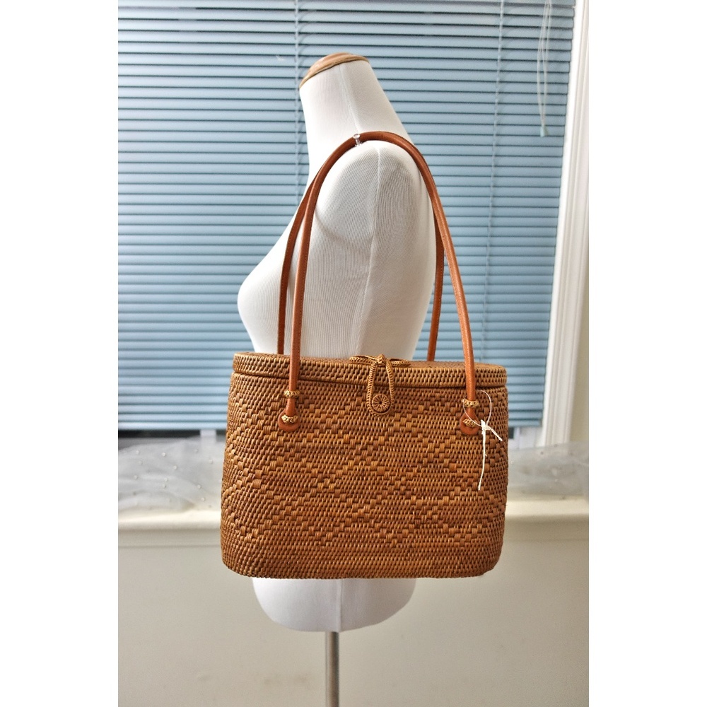 Summer Brown Rattan Tote Bag